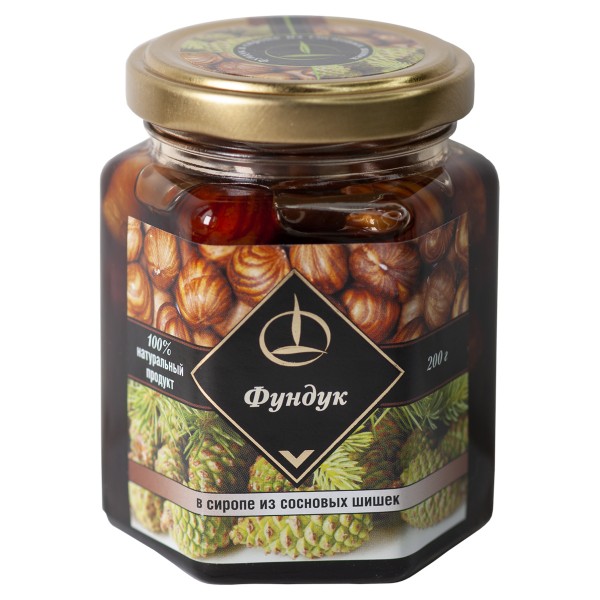 Hazelnut in pine cone syrup, 200g Nuts in pine cone syrup